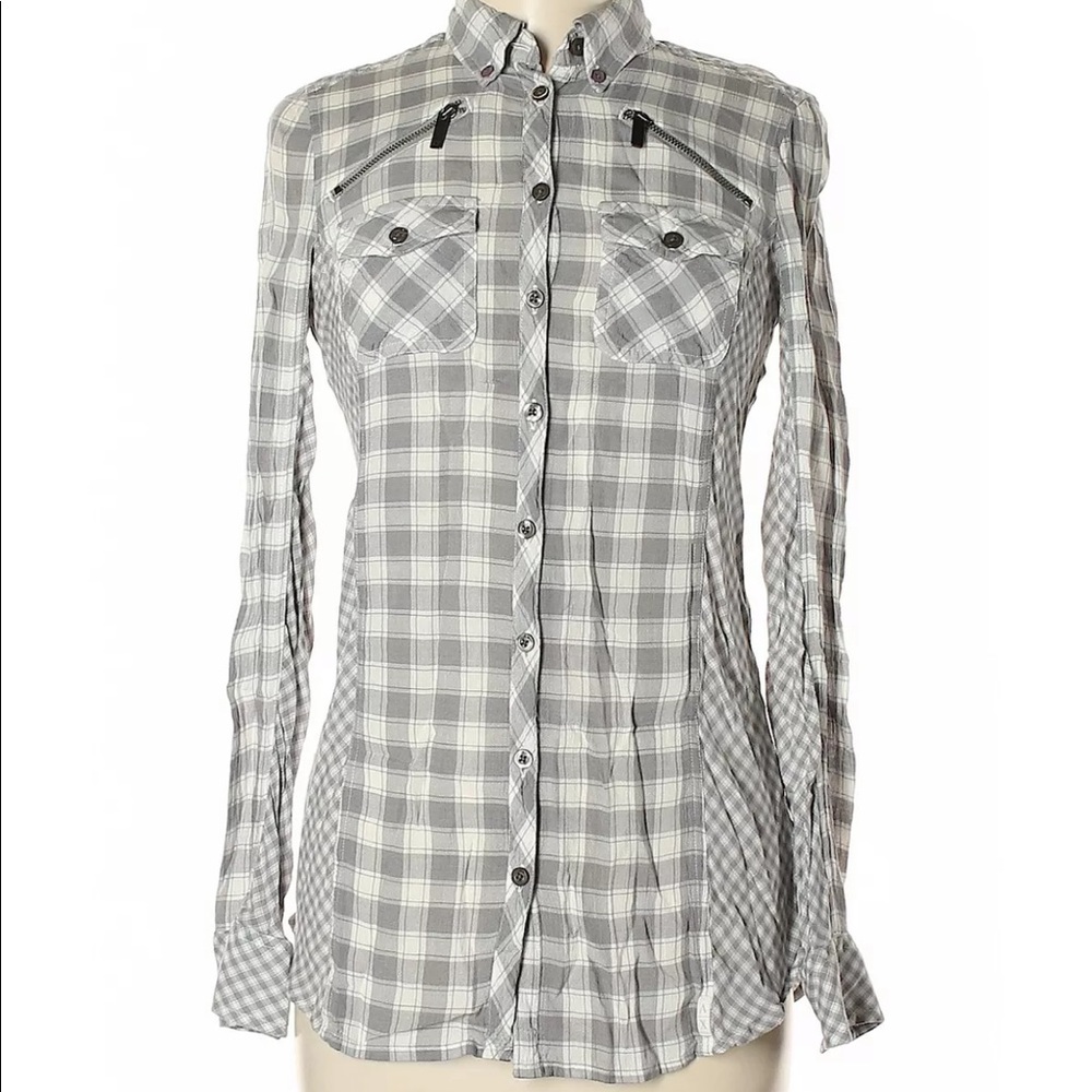 ISO Armani Exchange Gray plaid Check Shirt M L XL
